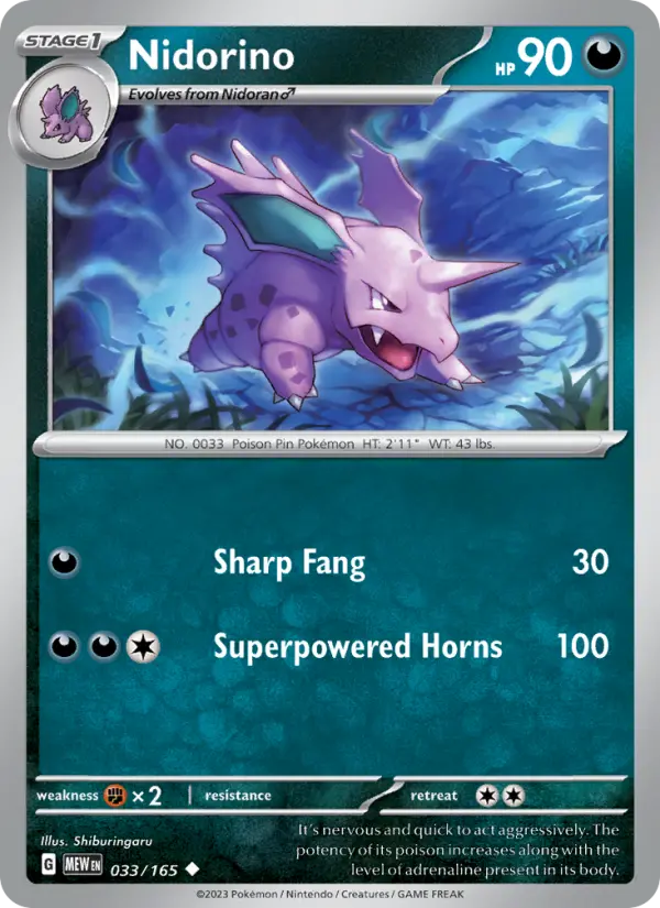Nidorino - 033 - 151 - LevelupCards.nl