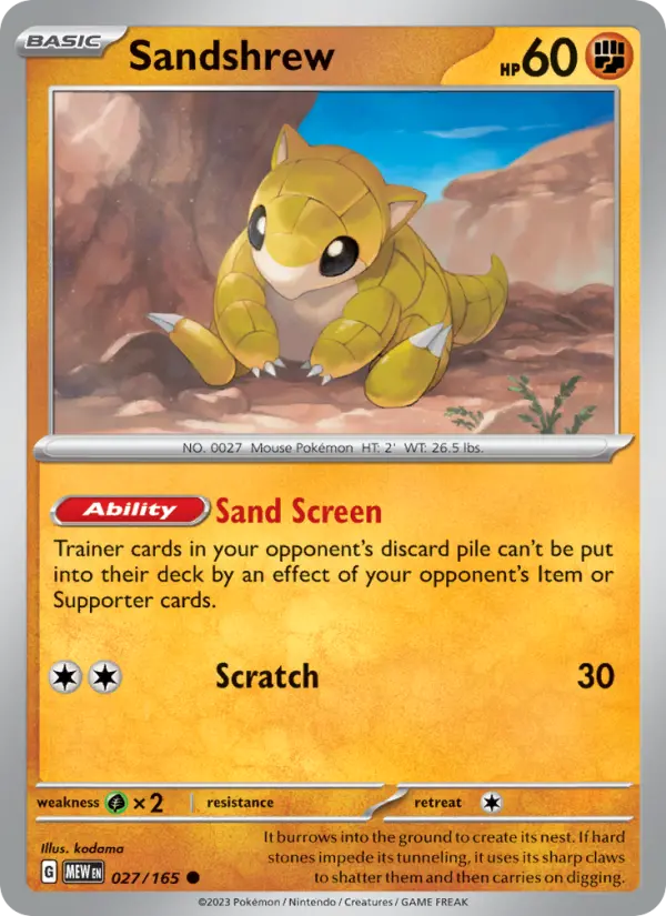 Sandshrew - 027 - 151 - LevelupCards.nl