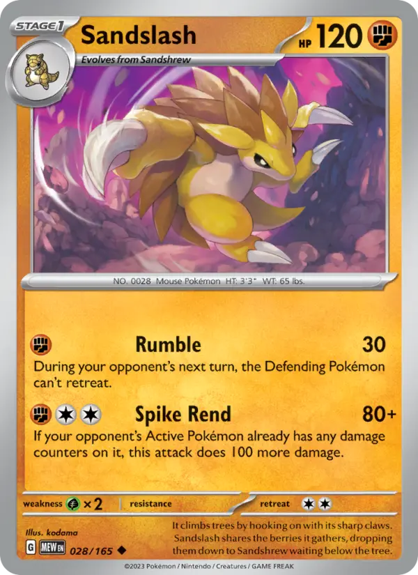 Sandslash - 028 - 151 - LevelupCards.nl