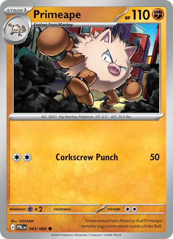 Primeape - 043 - Pitch Black - LevelupCards.nl